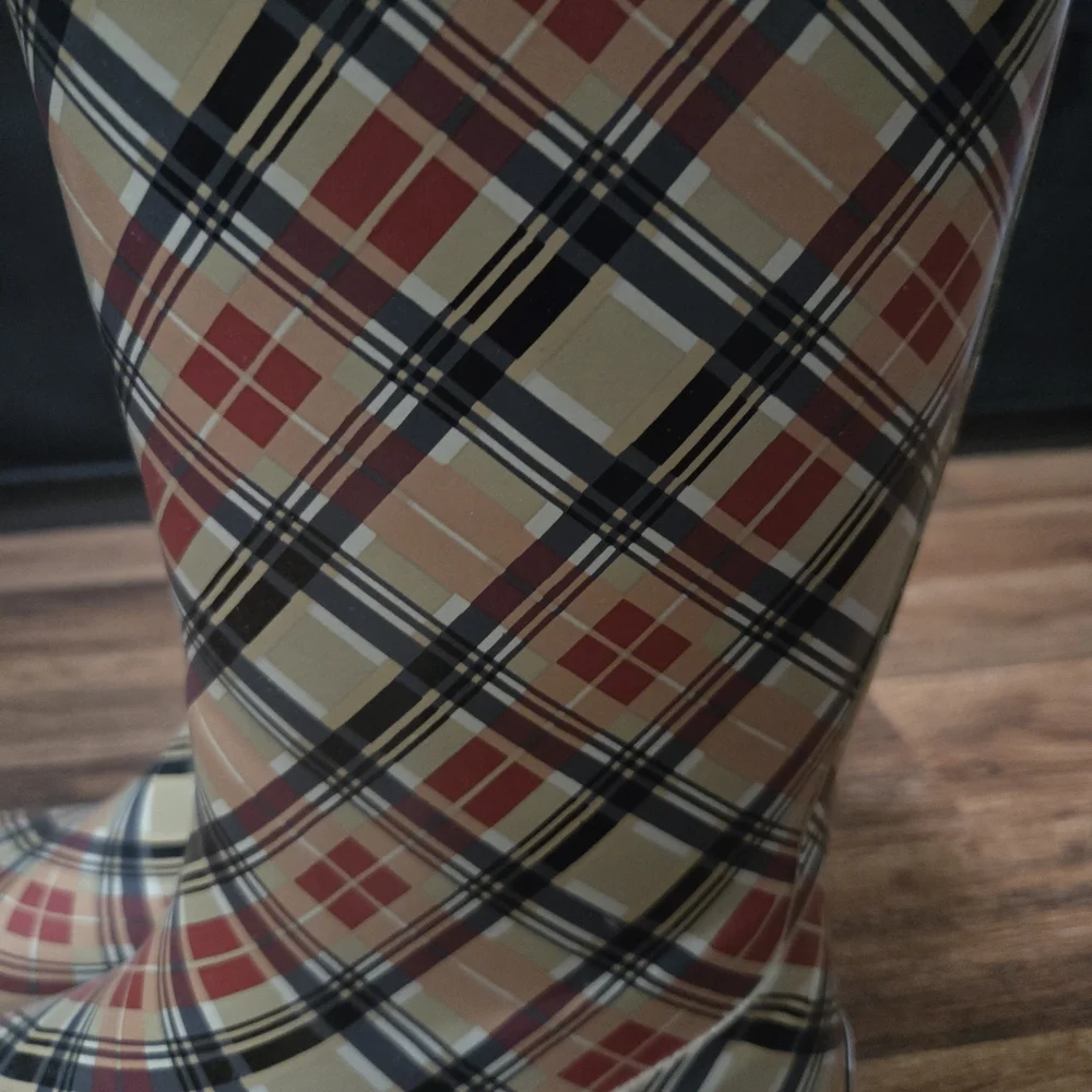Sperry Top Sider Plaid Winter Rain Boots - Red, Black, Tan